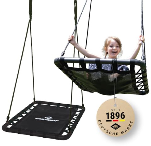 Schildkröt Nestschaukel, rechteckige Schaukel, 102 x 60cm, Schaukelspaß für die gesamte Familie, ideal für den Außen- und Innenbereich, Gartenschaukel bis 150kg Nutzergewicht