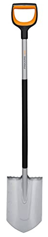 Fiskars Gärtnerspaten für harte, steinige Böden, Spitz, Länge: 120 cm, Verstärktes Borstahl-Blatt, Schwarz/Orange, Xact, 1066729