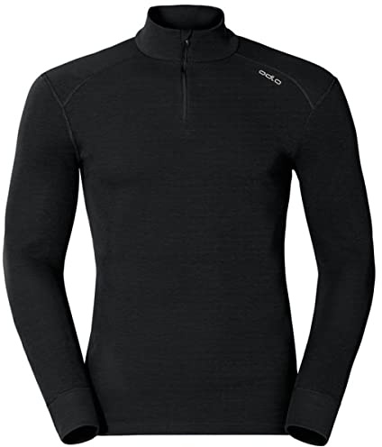 Odlo Thermounterwäsche für Herren Active Warm | Schwarz | Größe XXL | Langarm-Thermoshirt mit Reißverschluss | Warme Skiunterwäsche