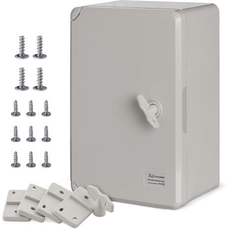 BOXEXPERT Fleet Schaltschrank 300x200x130mm IP65 lichtgrau graue Tür | IP65 Verteilerkasten aus ABS mit Montageplatte, Dreikant-Schlüssel-Verriegelung & Wandbefestigungslaschen