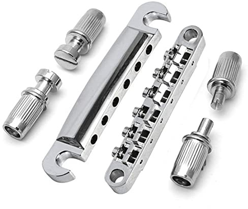 Tune-o-Matic E-Gitarre Saitenhalter & Steg Set mit Bolzen Montagezubehör passend für Epiphone Les Paul Ersatzteile Silber