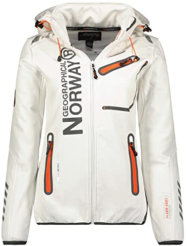 Geographical Norway Damen Softshell Funktions Outdoor Regen Jacke Sport [GeNo-24-Weiss-Gr.XL]
