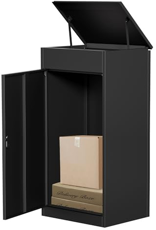 Paketbox Briefkasten mit Paketfach Paketbox Draussen Groß XXL Diebstahlgeschützter Paketbriefkasten Standbriefkasten mit Code-Schloss, wandmontiert wasserdicht für Veranda/Garten