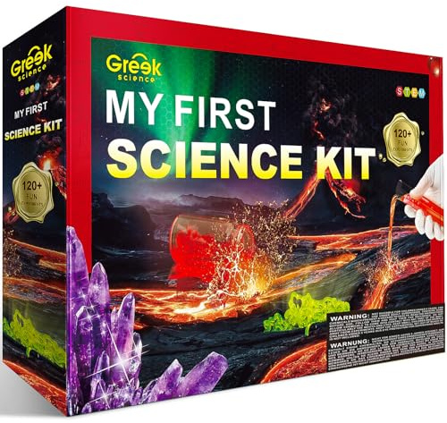 Greek Science 120 Experimente für Kinder, Experimentierkasten STEM Wissenschaft Spielzeug Geburtstag Weihnachten Geschenke für Jungen und Mädchen, Chemie-Set, Kristall Wachsen, Unterwasser-Vulkan