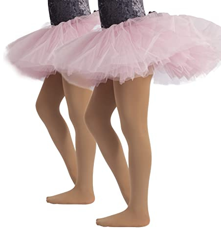 CALZITALY Mädchen Ballettstrumpfhosen | Professionelle Tanz Strumpfhose | Hautfarbe, Schwarz, Weiß, Rosa | 4-14 Jahre | 40 DEN | Made in Italy (12 Jahre, 2 Paar - Beige)