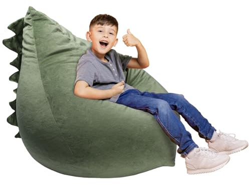 decalsweet Sitzsack Kinder, Stofftier Aufbewahrung Dinosaurier (Nur Bezug) | Große, Weiche, Waschbar, Mit Reißverschluss, Aufbewahrung Organizer, Spielzeug, Kuscheltiere, Kinderzimmer, Jungen Mädchen