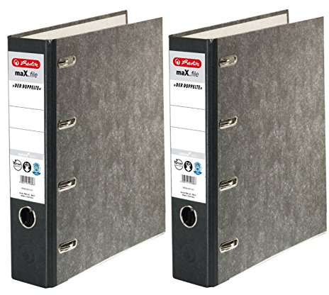 Doppelpack herlitz Doppelordner maX.file nature A4 sw 7cm 2xA5 quer Ablage sk Rückenschild (2)