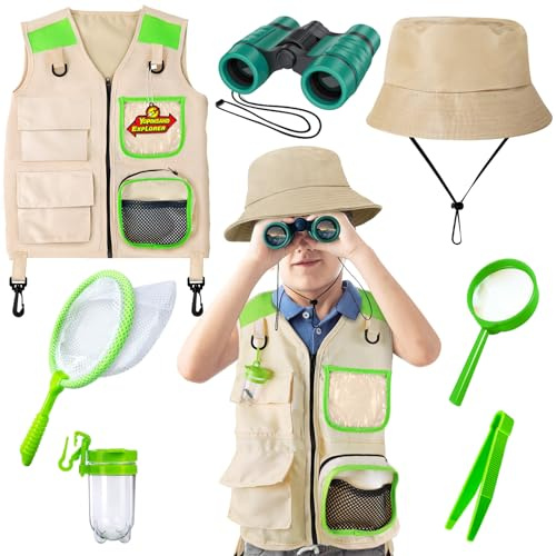 Forscherset für Kinder, Exploration Spielzeug mit Weste, Hut, Fernglas | Forscherset für Kinder, Exploration Spielzeug mit Weste, Hut, Kindern Fernglas