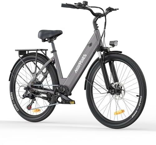 MileCity1 26" E-Bike für Erwachsene, 7 Gang Elektrofahrrad mit Austauschbarem 36V 13Ah Akku, 25 km/h und 80–100km Reichweite E-Bike für Städtische Pendler, IP65 Wasserdicht (MileCity1, Grau)