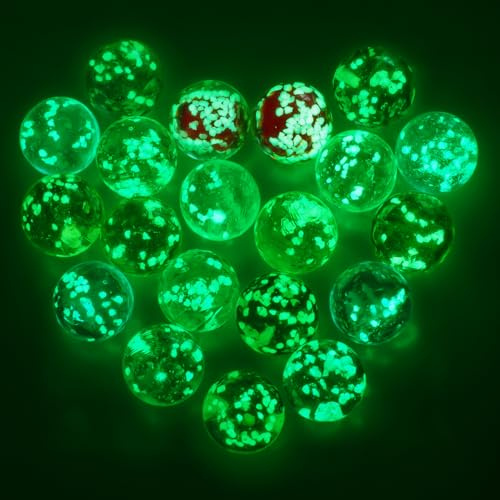 Ainiv 20 Stück Glasmurmeln Murmeln Kinder, 16mm Bunte Glasmurmeln für Schachspieler, Retro-Fidget-Spielzeug, Murmeln Leuchten im Dunkeln für Marmorbahn-Spiel, DIY-Projekte oder Heimdekoration
