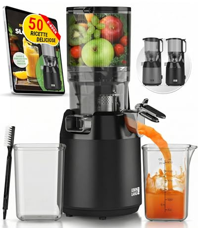 LEBENLANG Entsafter Slow Juicer - Inkl. Rezeptbuch & Große 130mm Öffnung I Perfekt für Obst ganze Früchte und Gemüse 100% BPA-Frei I Best Juicer Machine Saftpresse elektrisch Masticating Green Press