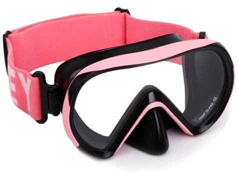 HIKOTEY Kinder Taucherbrille mit stoffband, Anti-Leck Schnorchelmaske Und elastischem Stoffband, Schnorchelmaske 180°Panorama HD Anti Nebel Anti-Leck Tauchmaske für 4-16 Jahre