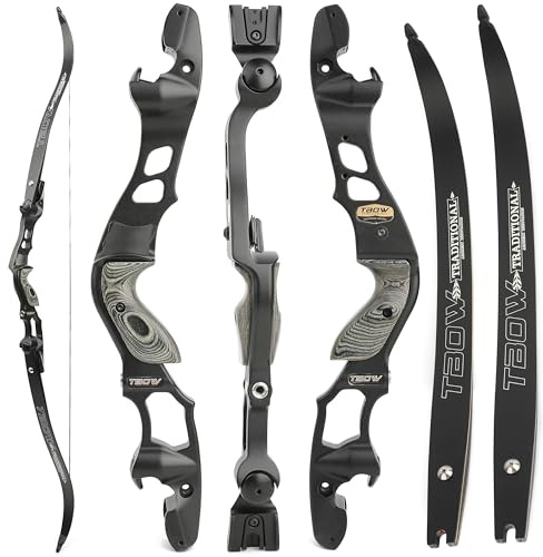 ILF Recurve Bogen für Erwachsene Jugend Jagd 30-60Lbs 62 Takedown Recurvebogen Rechtshänder Recurvebogen Gordon Bogen Gliedmaßen CNC-Bearbeitung (Schwarz, 50LBS)