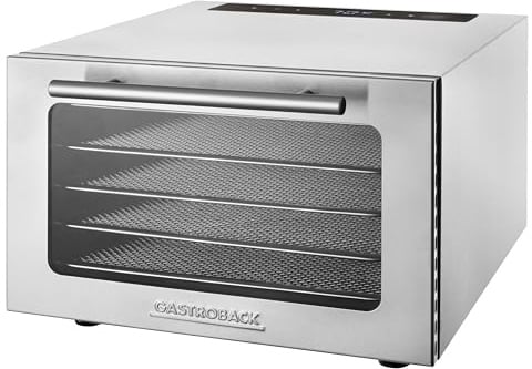 GASTROBACK #46604 Design Dörrautomat Mini Professional, kompakte Maße für kleine Mengen & knappe Stellflächen, hochwertiges Gastro-Edelstahlgehäuse, 400 Watt, Silber