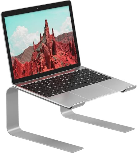 BONTEC Ergonomischer Laptop Ständer für Schreibtisch, Notebook-Ständer Kompatibel mit den meisten 10-17,3-Zoll-Laptops, Silber