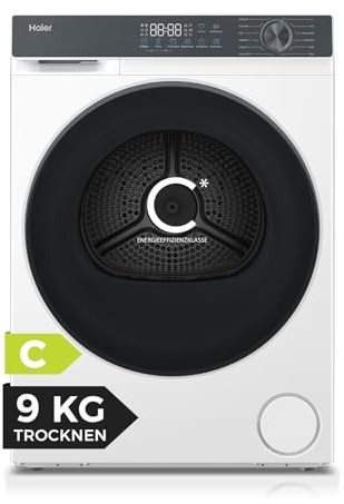 Haier Wärmepumpentrockner 9kg G3 Serie HD90-C637 | AI Power Inverter Motor, Automatik- & Hygiene-Programm, 3 Trocknungsstufen, XL Schontrommel