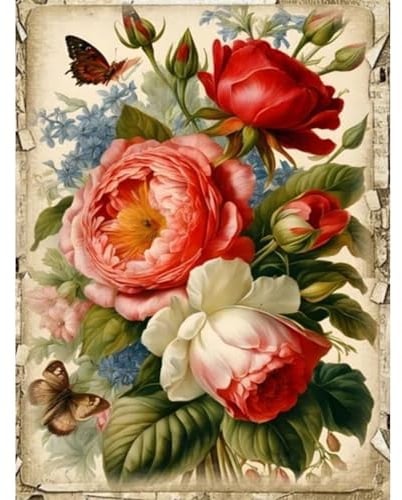 Wenfdrtr 5D Crystal Art Blumen Diamond Painting für Erwachsene, Geschenk und Wanddekoration 30x40cm