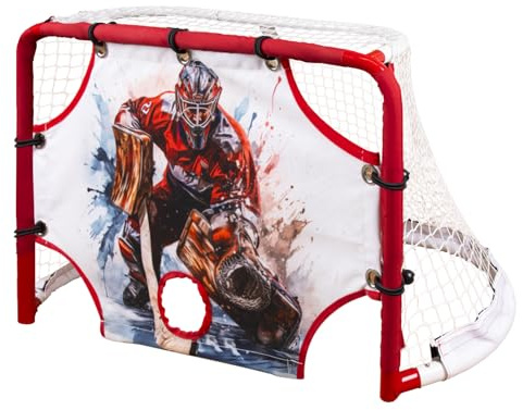 Kasifei Mini-Hockeynetz aus Stahl mit Shooter Tutor, 76,2 x 50,8 cm, robustes Hockey-Tor für Kinder