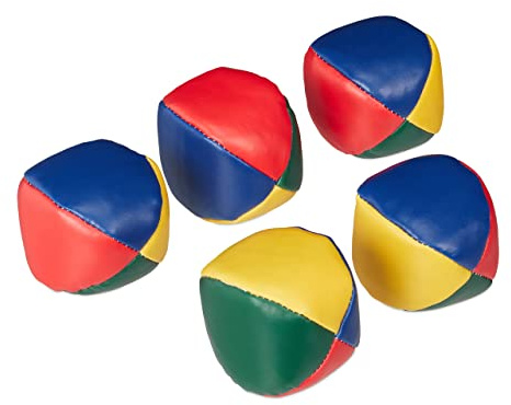 Relaxdays Jonglierbälle 5er Set, Profis, Anfänger, Juggling Balls weich, Kinder, Erwachsene, Jonglierset, Ø 6,5 cm, bunt