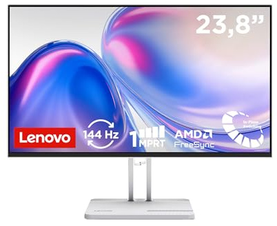Lenovo L24-4C | Monitor | 23.8 Full HD | 144Hz | IPS | HDMI 1.4 | VGA | Home Office | 1920x1080 Auflösung | 250 nits | 1ms Reaktionszeit | IPS-Panel | Entspiegelt | Lautsprecher | Grau
