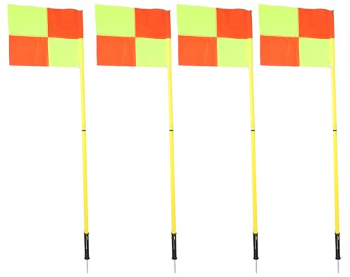 VGEBY Eckfahnen-Set, 4 quadratische Flaggen 1,5m mit 2 Abschnitten, Fu?ballstangen fr Training im Freien