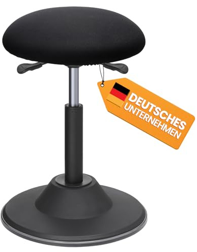 SONGMICS Höhenverstellbarer Bürohocker, ergonomischer Arbeitshocker, um 360° drehbarer Hocker, Sitzhöhe 50-70 cm, mit Anti-Rutsch-Bodenring OSC01BK