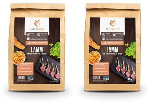 Wildfang® Trockenfutter für Hunde 6kg – Premium Hundetrockenfutter mit Lamm, Getreidefrei & glutenfrei natürliche Zutaten, ohne Zuckerzusatz, für ausgewachsene Hunde & Senioren – 2er Pack