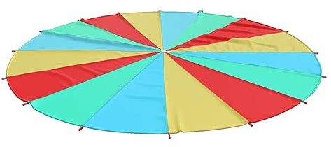 vidaXL Schwungtuch, Fallschirm Spielzeug für Kinder Fallschirmspiel, Schwingtuch mit 16 Griffen, Regenbogen Tuch für Parks Indoor Partys, Stoff