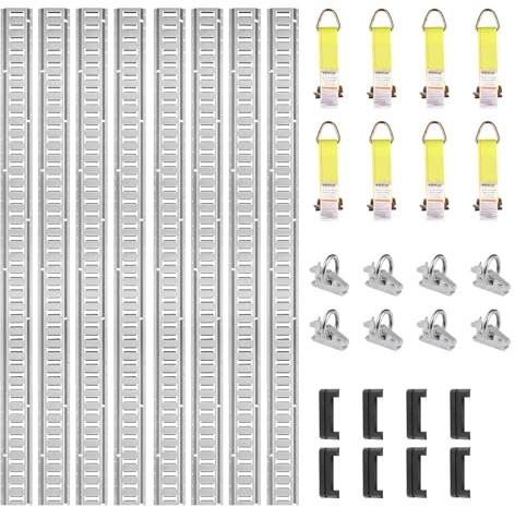 VEVOR Zurrschienen 34 STK. Airlineschienen, Silber Transportschiene, 454 kg Max. Tragfähigkeit Ankerschiene, 1,52 m Schienenlänge Stäbchenzurrschiene zur Ladungssicherung für Anhänger und Wohnmobile