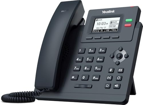 Yealink SIP-T31P IP-Telefon, 2 VoIP-Konten, 5,8 cm (2,3 Zoll) grafisches Display, Dual-Port 10/100 Ethernet, 802.3af PoE, Netzteil Nicht enthalten (SIP-T31P)