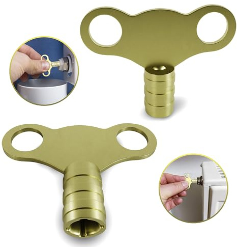 Universal-Entlüftungsschlüssel aus massivem Messing, 2 Stück, 5 mm Heizkörperschlüssel zum Entlüften und Entlüften von Heizkörpern, einfach zu bedienen, robuster Heizkörper-Entlüftungsschlüssel,
