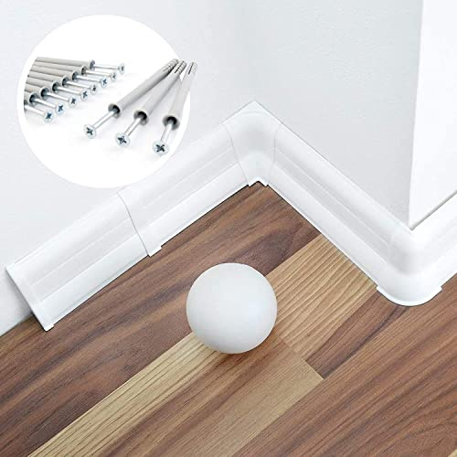 DQ-PP 10m Sockelleisten 62mm PVC Weiß Laminatleisten Fussleisten aus Kunststoff PVC Dekore