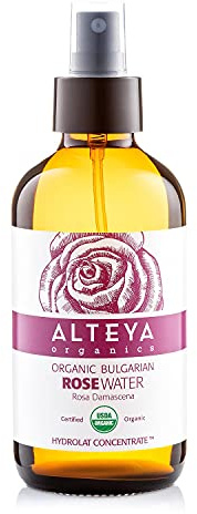 Alteya Bio Rosenwasser Spray in Glasflasche 240ml - 100% USDA Bio-zertifiziert, Damascena Hydrolat, Feuchtigkeitsspendend, ohne Alkohol, Naturrein, Für Alle Hauttypen, Vegan