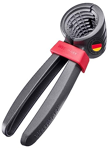 Westmark Nussknacker und Sektzange, extra große Öffnung für Walnüsse, mit Klammer, Aluminium, Westmark Nussprofi, Anthrazit/Rot, 33222270
