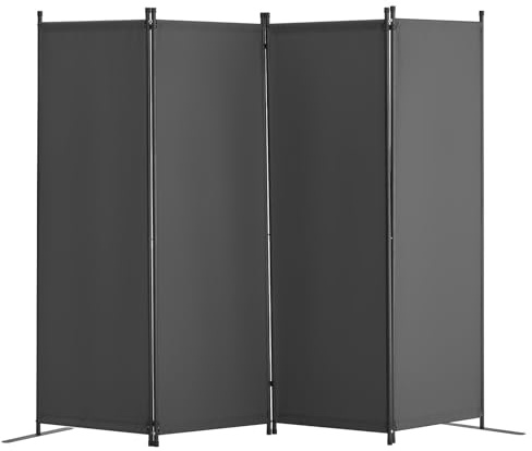 VEVOR Raumteiler Trennwand 4-teiliger Paravent Stellwand, Faltbarer Sichtschutz für Büro Schlafzimmer Esszimmer Arbeitszimmer Balkon, Raumtrenner freistehend (56 x 45 x 172,5 cm), Grau