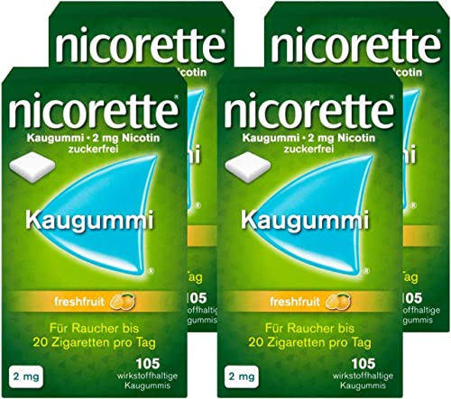 nicorette 2 mg Nikotinkaugummi freshfruit zum Rauchen aufhören - 4x105 St. | nicorette® Kaugummi lindert Entzugssymptome wie Rauchverlangen, innere Unruhe und gesteigerten Appetit