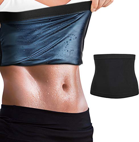 MoKo Damen Bauchweggürtel, Fitness Gürtel Schwitzgürtel zur Fettverbrennung Abnehmen Gürtel Bauchgürtel Waisttrainer Taillenformer Fettverbrennungsgürtel für Fitnesstraining, L/XL Größe - Schwarz