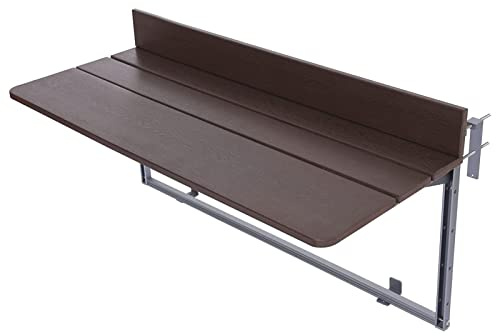 Klappbar Balkonhängetisch, Balkonklapptisch mit 5-Fach Höhenverstellbar | Hängetisch Balkontisch für Terrasse Garten, Aluminiumprofil Geländer Tisch(80X37CM/31.5''X14.6'')