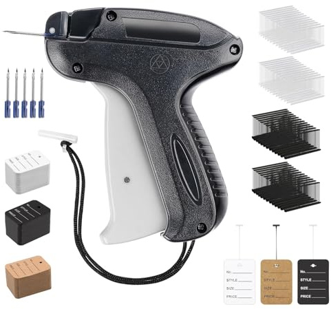 ilauke Etikettierpistol Heftpistole Etikettiermaschine, Etiketten Kleidung Flohmarkt Ettikettiergeraet Kleidung mit 5 Ersatznadeln + 5000 Etikettierpistole Heftfäden + 500 Preisschilder + Anleitung