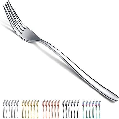 Menügabel 6-teilig, Kyraton Edelstahl 7,9 Zoll Tafelgabeln Besteckgabel-Set, Besteck-Set, spülmaschinenfest. (Silber)