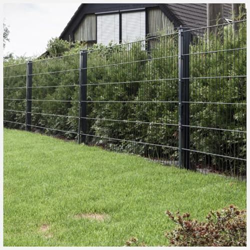 HORI Doppelstabmattenzaun Drahtstärke 6/5/6 mm Komplettset - je Gittermatte 201 cm - wahlweise mit Eckpfosten - verschiedene Längen und Höhen - Farbe Anthrazit Höhe 123 cm, Länge 2 m