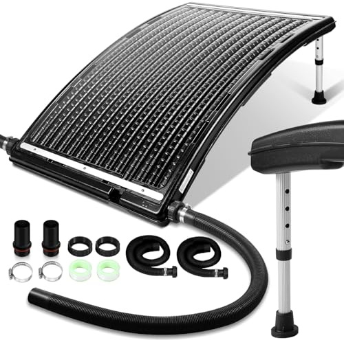 Fiqops Poolheizung Solar, Sonnenkollektor Pool 113 x 69 x 35cm,Solarheizung 10000 L/H,32-40mm Anschluss Solar Poolheizung Erweiterbar,Solaranlage für Warmwasser Gartendusche Pool,Solarkollektor
