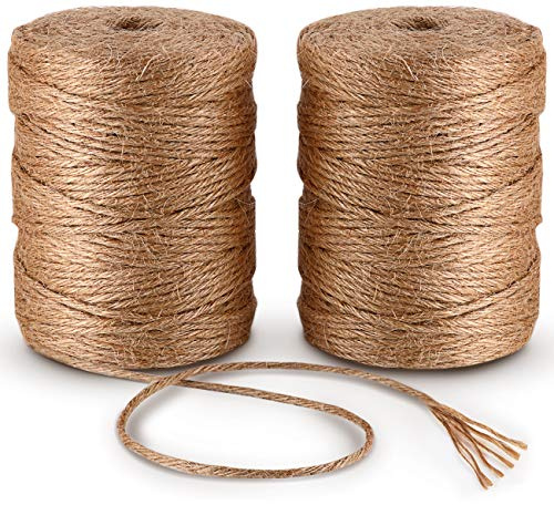 JuteSchnur 2x100m 6-lagig Kordel Bastelschnur Absofine Natürliche Jute Bastelschnur für Haushalt Garten DIY Kunsthandwerk Dekoration