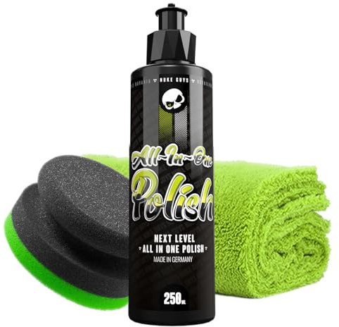 NUKE GUYS Autopolitur Set | 250ml Politur mit Versiegelung + Poliertuch + Polierschwamm | Zur Beseitigung leichter Kratzer mit Hochglanz Finish & Schutz | Auto Lackpolitur für alle Lackfarben