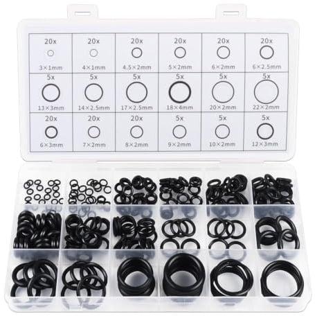 225 Stücke O Ring Sortiment, Ø 3-22 mm–Dichtungsringe Set NBR Gummidichtung | O-Ringe, Dichtungen für Sanitär, Wasserhahn, Dichtringe Gummi, O-Ring Set, Gummiringe verschiedene Größen