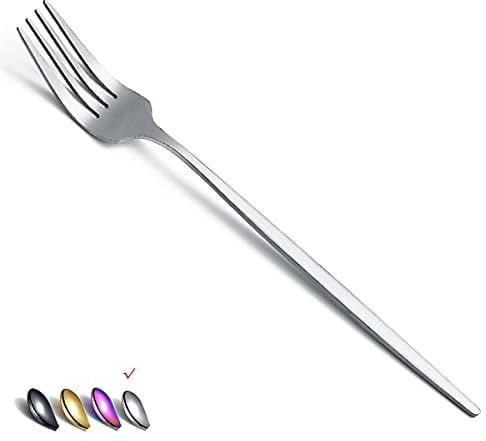 HOMQUEN Mattierte Menügabeln 6 Stück, Edelstahlgabeln, Besteckset, Dessertgabeln, Tafelgabeln, Salatgabeln Für Zuhause, Küche Oder Restaurant, Spülmaschinenfest (Matt Silver-8.4 Zoll)