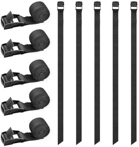 RIO Direct Spanngurte Kurz 50cm,10 Stück Kleine Spanngurte,Schwarze | Zurrgurte Kurze mit Klemmschloss,Kleine Spanngurte,Spannriemen Befestigungsgurt für Fahrrad,Sackkarre,Motorrad,Gepäck,Camping