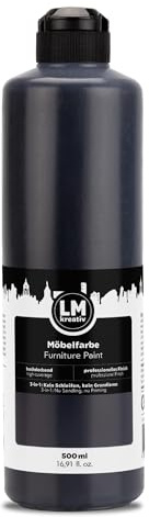 LM-Kreativ Möbelfarbe 500 ml - Schwarz - Hochdeckende Möbellack für Innen- und Außenbereich | Möbelfarbe ohne Schleifen | Küchenfarbe/Küchenfront Farbe | Geruchsarm und Umweltschonend