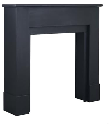 Kaminkonsole SCANDIC schwarz aus Holz Kaminumrandung schlicht Dekokamin Nordic Living