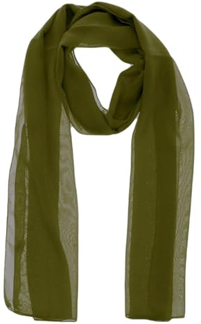 WESTEND CHOICE Damen Chiffon Schals Frauen Plain Hals Schal Weiche Headwrap Mädchen Kopftuch Sheer Wrap frauen Schals & Wraps 150x45 cm, olivgrün, Einheitsgröße